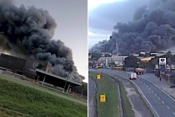 Incêndio de grandes proporções atinge fábrica da Cacau Show em Linhares