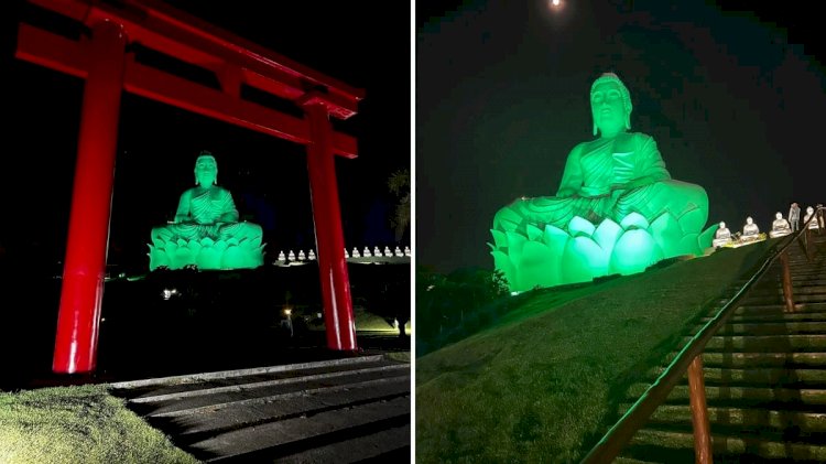 Buda de Ibiraçu ganha iluminação especial em alusão ao Julho Verde